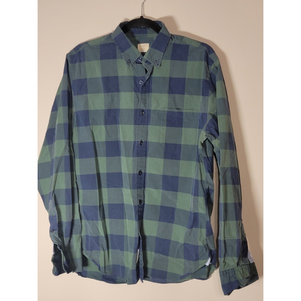 Vintage- Green & Blue Checker J crew Button‎ Up Long Sleeve.